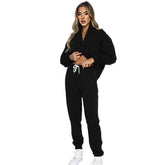 Stand-Up Collar Zipper Pullover Long-Sleeved Sweatshirts & Tie Pants Lounge Sets - Shah S. Sahota